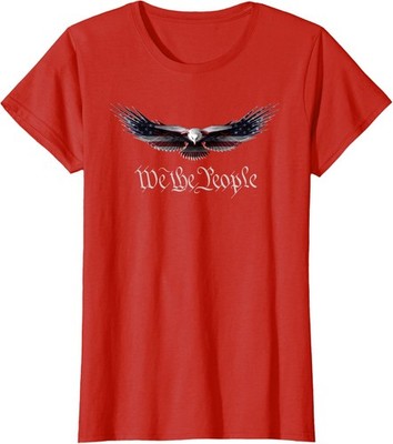 American Patriot Freedom Eagle USA Flag Design Ladies' Crewneck T-Shirt