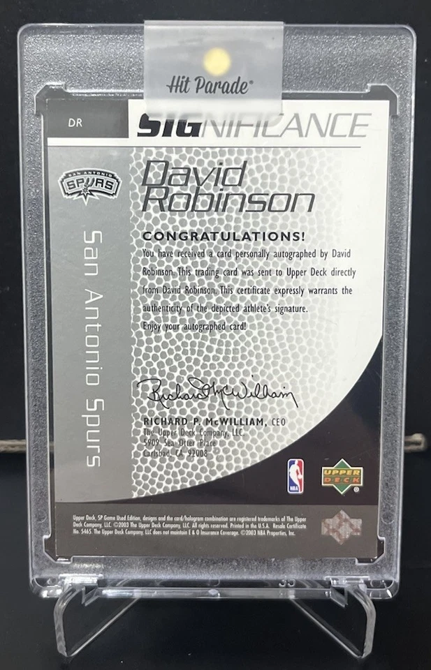 2003-04 SP Game Used - SIGnificance #DR David Robinson 75/100 Auto — 第 2/2 张图片