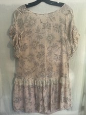 Loft Women's L Dress Floral Ruffle Hem Lace Trim Lightweight Cottage Peasant