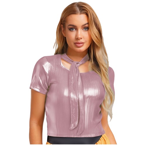 Women's Blouse Stylish Tops Round Neck T-shirt Costume Lingerie Disco Tank 80s - Picture 109 of 117