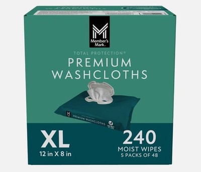 Member's Mark Adult Washclothes , Moist Wipes  240 ct. Great Price Free Shipping
