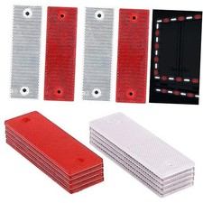 16Pack Red/White Safety Reflectors Self Adhesive Trailer Rectangle metallic