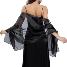 Elegant Solid Color Silky Shawls and Wraps Transparent Organza Soft Wedding Brid