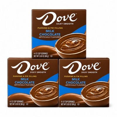 Dove Silky Smooth Milk Chocolate Pudding & Pie Filling Mix 3 Pack 3.03 oz Boxes 