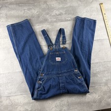 Round House Men's Blue Denim Overalls Size 28x28 Vintage Workwear Made in USA