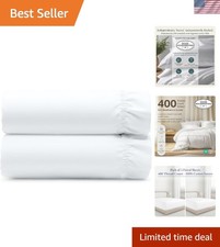 2 Queen Fitted Sheets Only - 400 Thread Count Sateen, 100 Cotton Queen Size ...