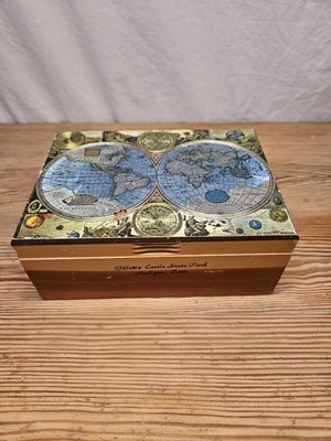 VINTAGE GILLETTE CASTLE STATE PARK HADLYME CONNECTICUT HOLZ ANDENKEN BOX USA