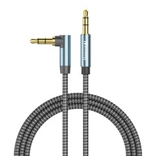 6ft Nylon Braided 3.5mm AUX Cable with 90  Right Angle Connector for Clear Audio