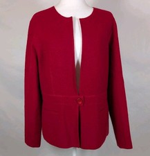 Vintage Talbots Boiled Wool Jacket Sz Medium Red 1-Button Timeless Quiet Luxury