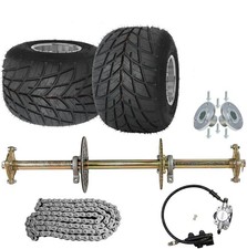 32" Rear Axle Kit 420 Sprocket Hub Brake Chain 11x7.10-5 Wheels Go Kart ATV Golf