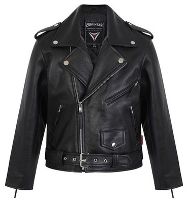 Kinder Skintan Lederjacke Kinder Brando Biker Rindsleder Motorrad Gürtel Jungen