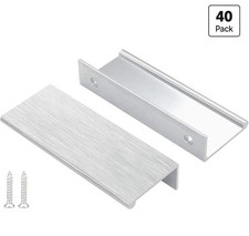 40-pack Modern Edge Finger Pulls Kitchen Cabinet Drawer 3" 3-inch Brushed Nickel