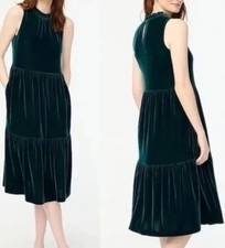 NWT $128 J.Crew Factory Velvet Sleeveless Midi Dress 6 Women’s Color:Old Forest