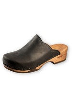 woody Trachten Clogs Damen Schuhe Emma schwarz Leder biegsame Holzsohle Gr.36-42