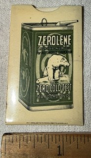 ANTIQUE CELLULOID ZEROLENE ZERO COLD TEST ANTI FREEZE POLAR BEAR STANDARD OIL
