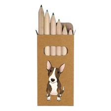 6 x 'Sitting Bull Terrier' Short 85mm Pencils / Coloured Pencil Set (PE00076898)