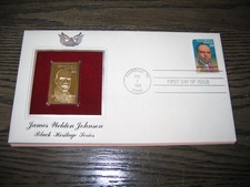 1988 James Weldon Johnson 22kt Gold GOLDEN FDC replica Cover FDI STAMP