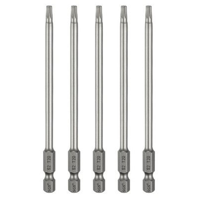 5x T20 Torx Bit 1/4'' 110mm S2 Stahl für Akkuschrauber