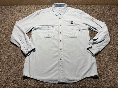 Tyndale FR Shirt Mens Large Denim Blue Flame Resistant USA Made HRC 2 Work