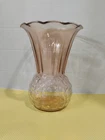 Vintage Anchor Hocking ROYAL PINK Depression Glass #597 Fluted, Quilted Vase