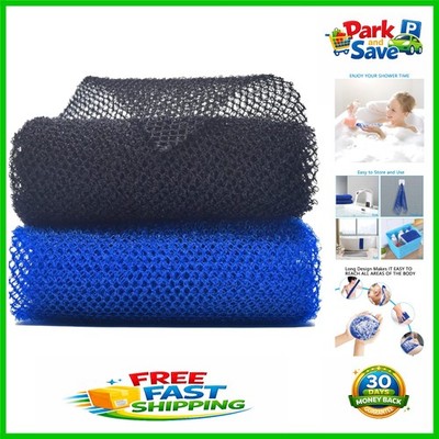 Nylon African Bath Scrubber - 2 Pack Exfoliating Shower Net with Fast Drying