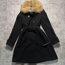 Beautiful Burberry Fur Angora Wool Blend Long Coat Black Size 40/US:S Authentic