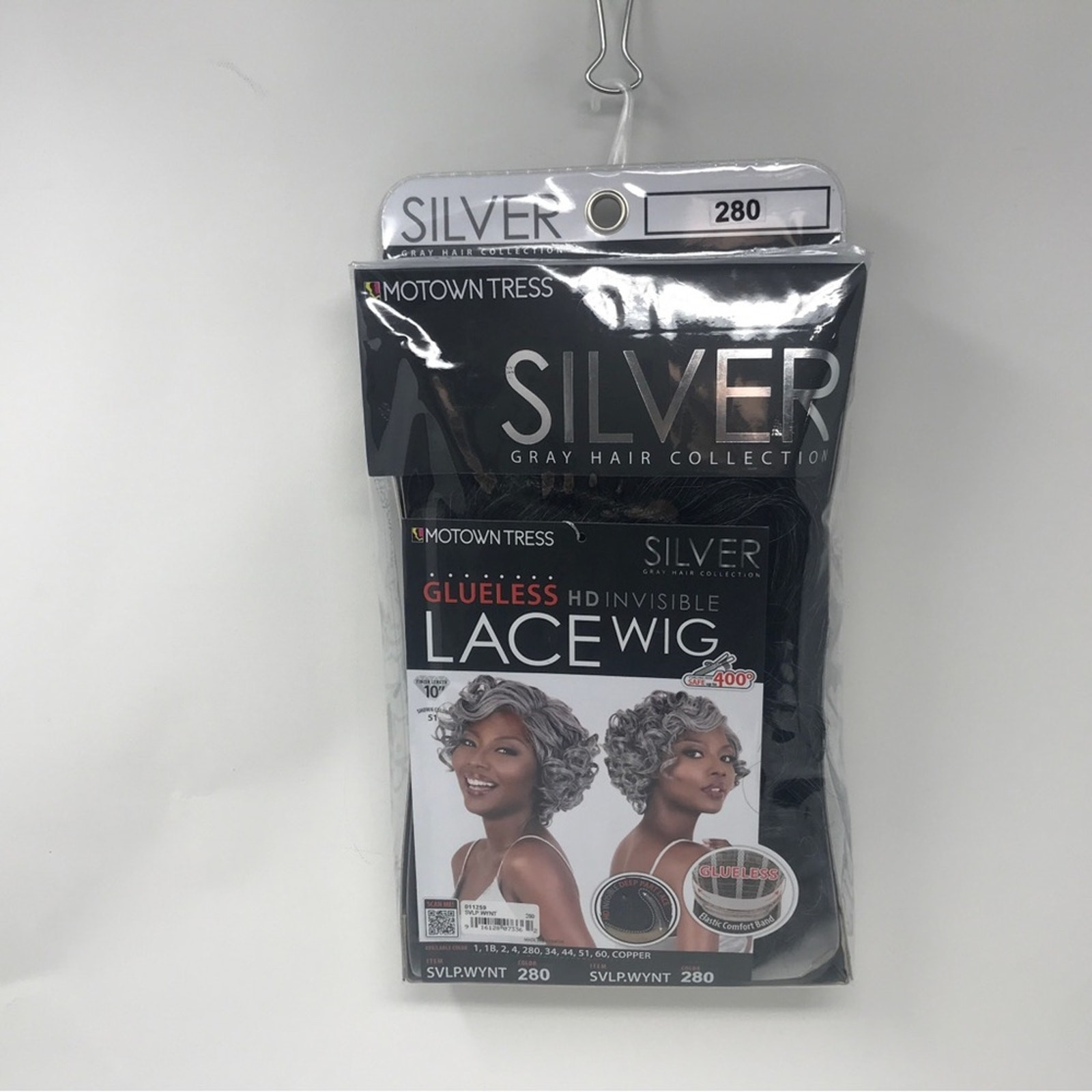 Motown Tress HD Invisible Lace Front Glue less Wig, OS - #280 Black w/Silver