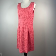 Banana Republic Coral Pink Embossed Textured Sheath Dress Pockets 14 Spring