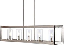 JONATHAN Y JYL7414B Anna 5-Light 39" Linear Wide LED Taper Chandelier in Nickel