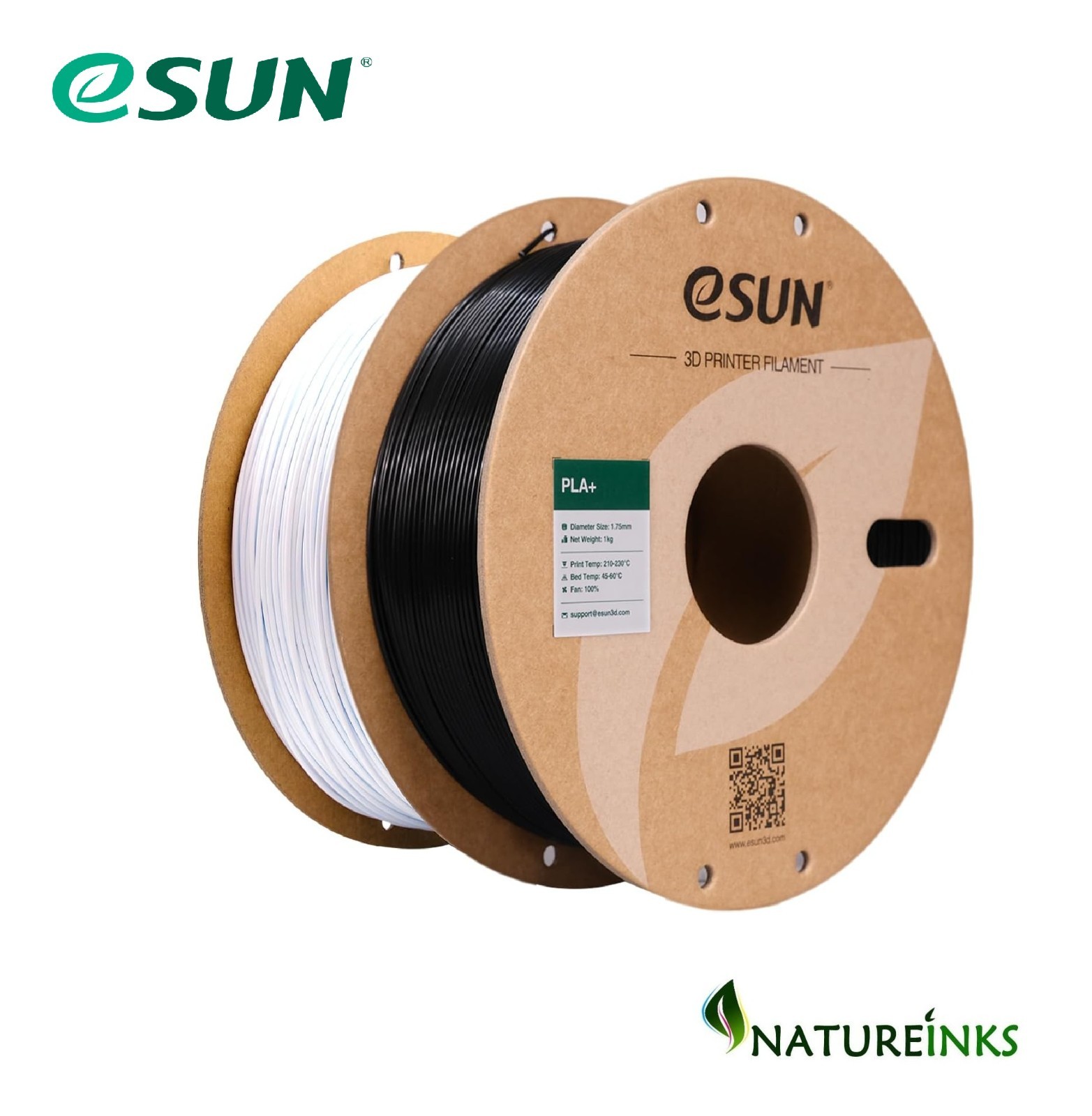 eSUN BLACK + COLD WHITE Toughness PLA Plus + 3D Drucker 1,75mm Filament 2 x 1kg