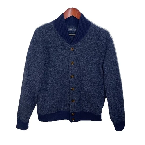 J Crew Sweater Lambs Wool Bomber Varsity Jacket Men’s Large Preppy Hipster