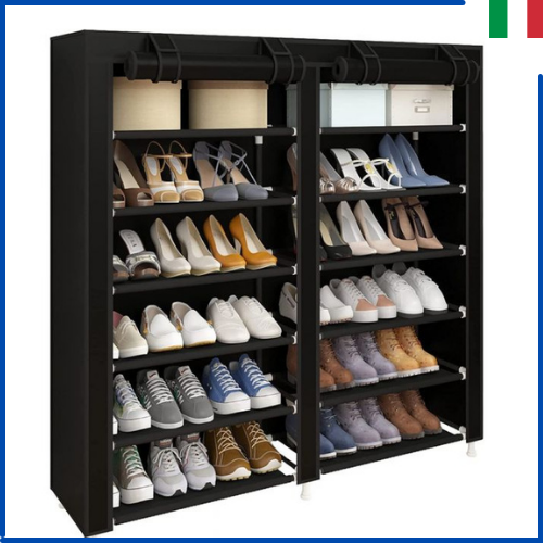 KEETDY – Organizer Da Porta Con 6 Tasche Grandi Per Scarpe – Appendino Per Armadio – Nero