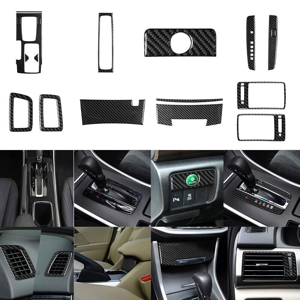 17Pcs Carbon Fiber Full Interior Kit Cover Trim For Honda Accord Coupe 2013-2017