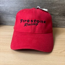 Firestone Racing Hat Cap Fitted S/M Red Black Spell Out Tires NWT