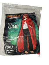 NWOT Kids 7-9 Years Red Velvet Hooded Cloak Unisex Cape Spooktacular Creations