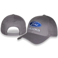 CHECKERED FLAG SPORTS FORD TRUCKS LOGO EMBROIDERED GRAY STRUCTURED HAT I0107