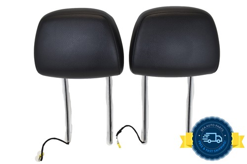 2008-2014 Mercedes C300 Front Black Leather Left Right Active Headrest Set OEM