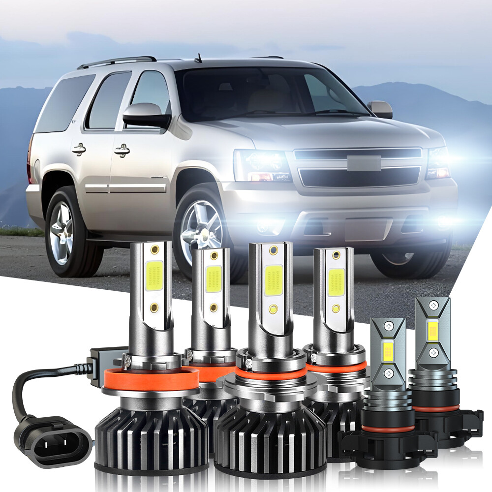 For Chevy Suburban Tahoe 2007-14 6000K LED Headlight+FOG Light Bulbs Combo Kit
