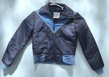 youth sz 10 - SLALOM WINTER SKI JACKET - Vintage - light  dark blue coat