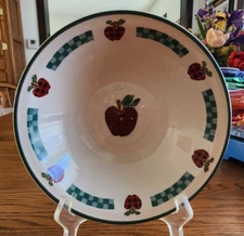 AppleJack Soup Bowl (s) 8" International China #06 Stoneware White Green Red !