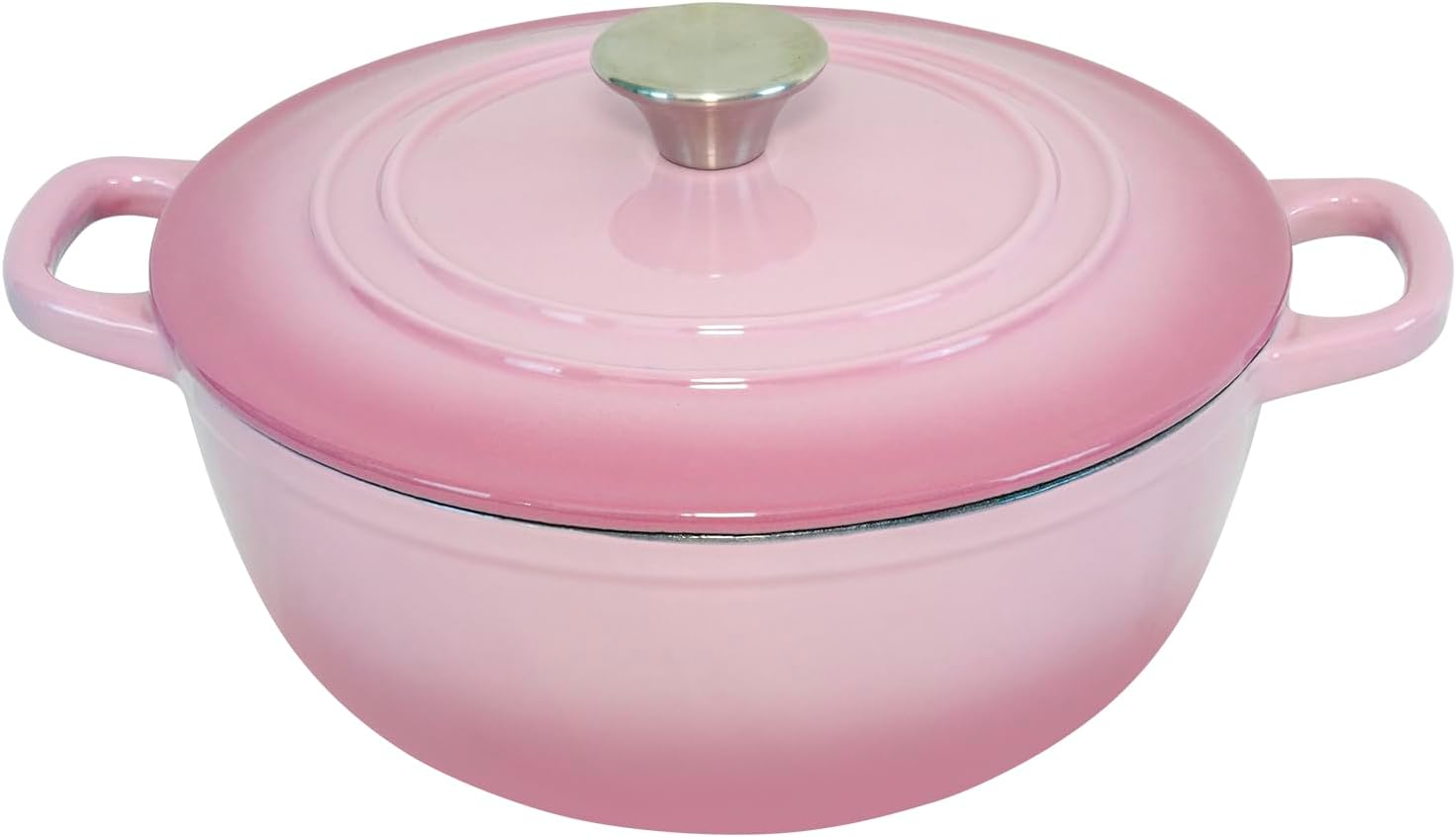 Pink Enamel Cast Iron Dutch Oven 4.8 Qt for Bread Baking with Lid