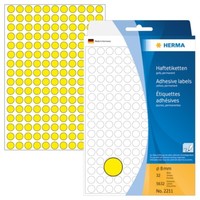 Herma 2211 Vielzwecketiketten/Farbpunkte Ø 8 Mm Rund Gelb Papier Matt Handbeschr