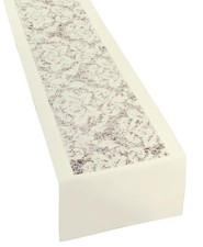 Chemins de Table Env. 40x180 CM Champagne Baroque Fleurs Panier Transparent