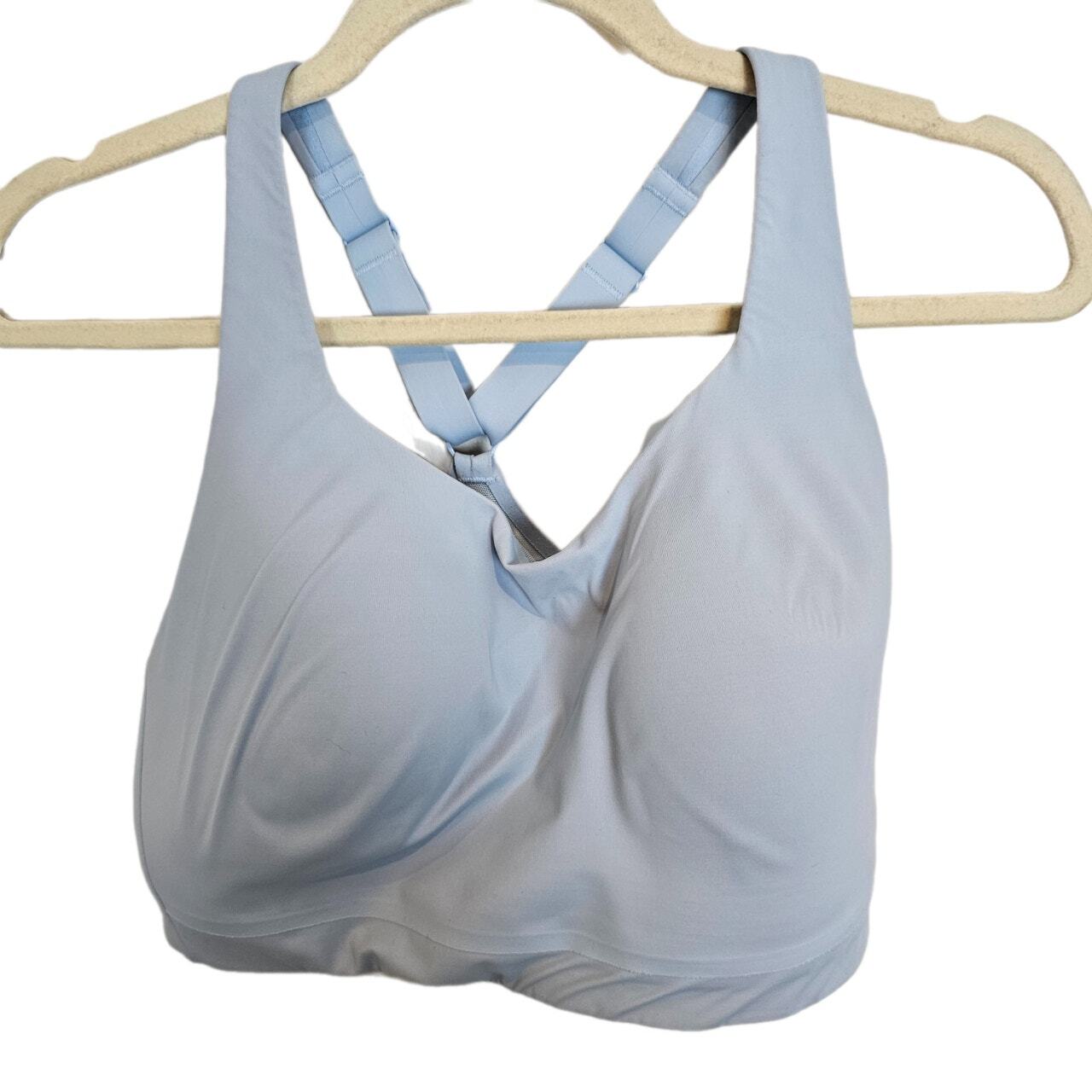 Athleta Padded Wireless Racerback Sports Bra 36DD in Blue-image