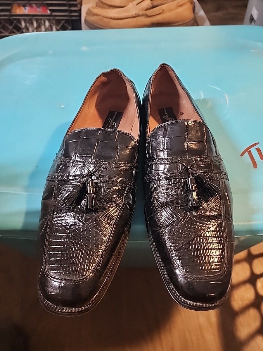 Giorgio Brutini Mens Dress Shoes Black Leather Snakeskin Snake