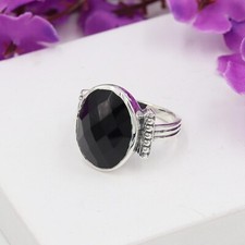 Solid 925 Sterling Silver Natural Black Onyx Ring Gemstone Jewelry For Her J 69