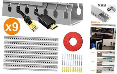  Cable Raceway Kit, 138 inch(9 x 15.4) Open Slot Wiring Raceway Duct with 