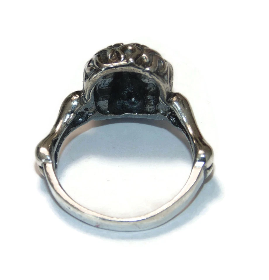 Anillo de plata esterlina 925 para hombre punk rockero motociclista calavera hueso sello talla 10,5 Foto 4 de 4