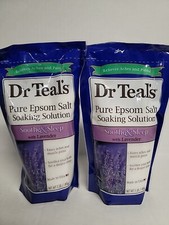 2x Dr Teal's Pure Epsom Salt Soaking Solution Soothe  Sleep w/ Lavender 1 Lb Ea