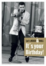 Postkarte Elvis Presley Let`s Rock `n Roll Birthday 15 cm Sammelkarte Deko 50er